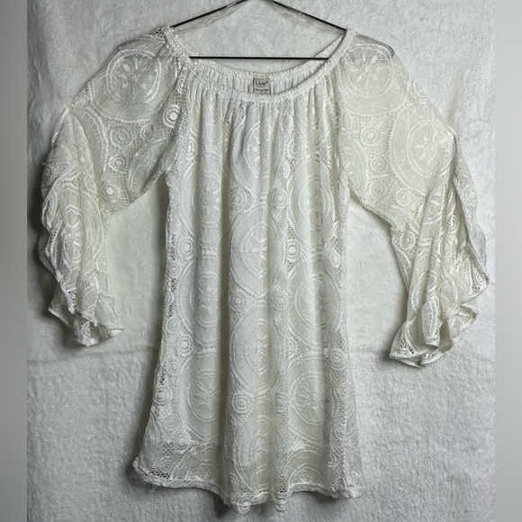Tops - LIldy Full Lace Tunic Elegant ivory Lace Blouse size S